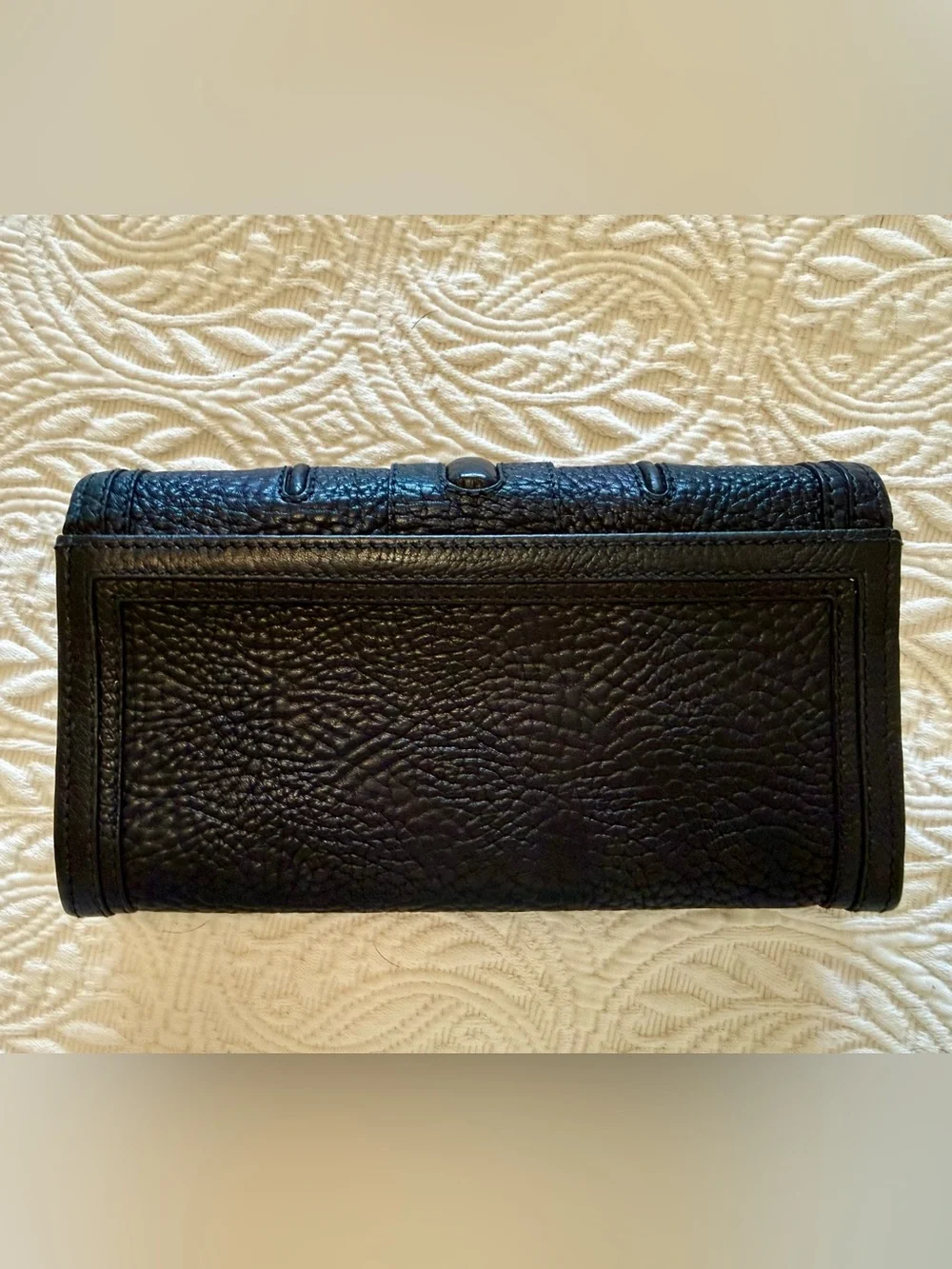 Burberry Black Pebbled Leather Long Wallet